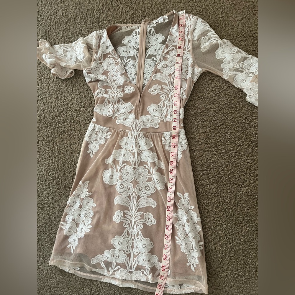 Floral Lace-Overlay Mini Dress in Blush - Picture 10 of 15
